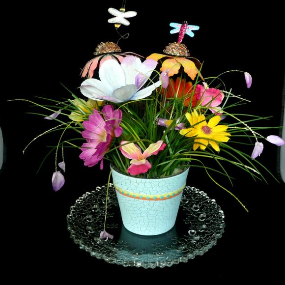 PartyLite Glass Hydrangea 3 Wick Candle Plate - Picture 3 of 4